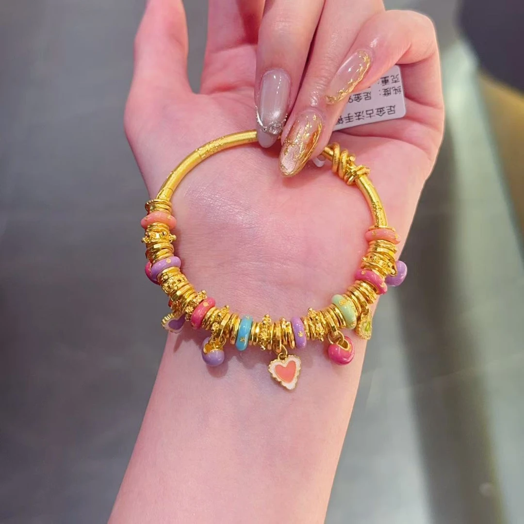 【新美源】足金999 古法工艺 多巴胺爱心盘缠镯71.99克