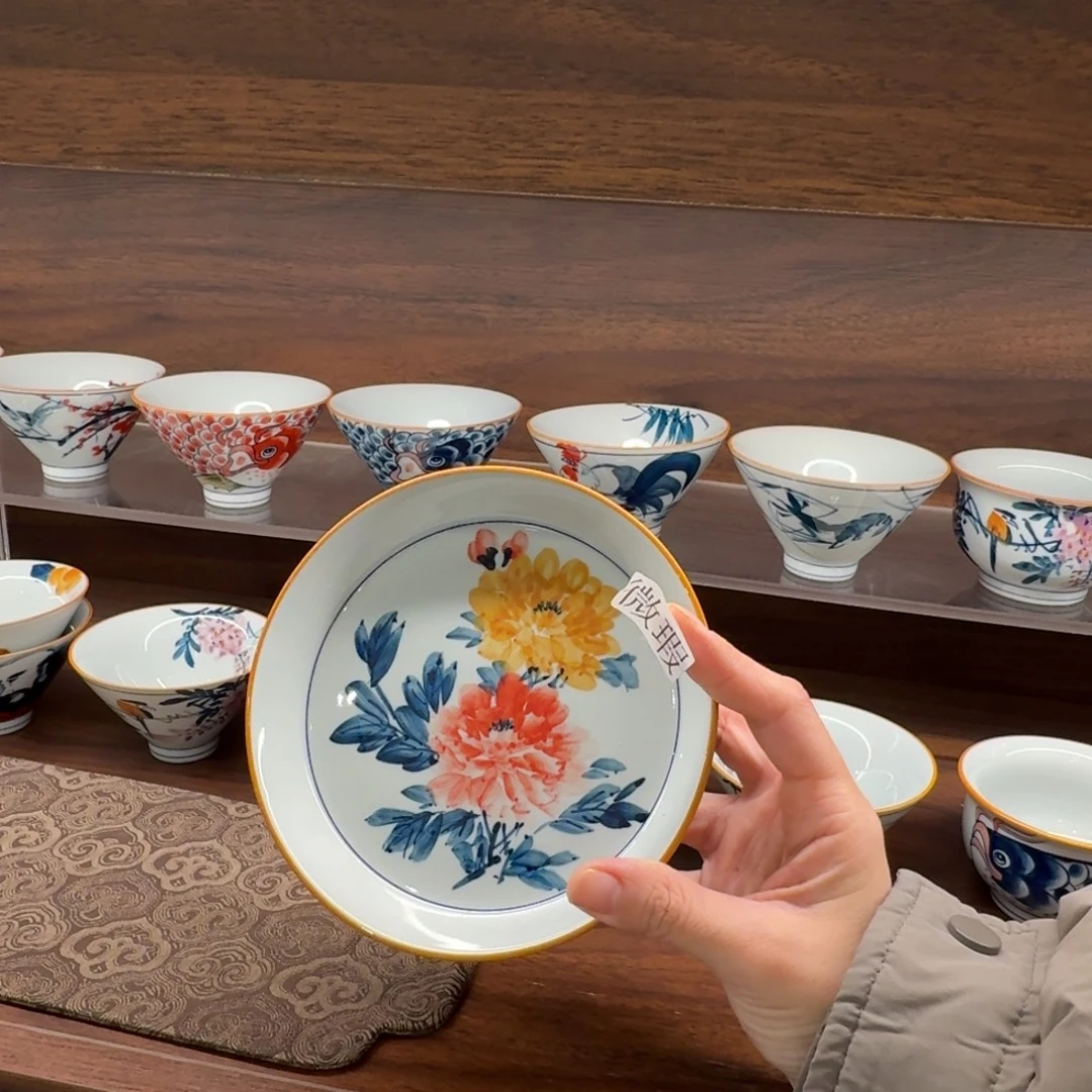 釉下手绘茶具微瑕