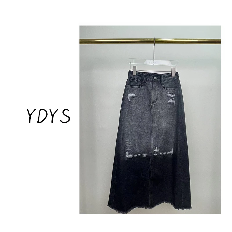 【YDYS】25Y00042 2025新款时尚气质小众拼接设计感牛仔裙