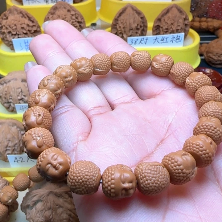 唐*弯弯核桃猴头手串雕刻佛头