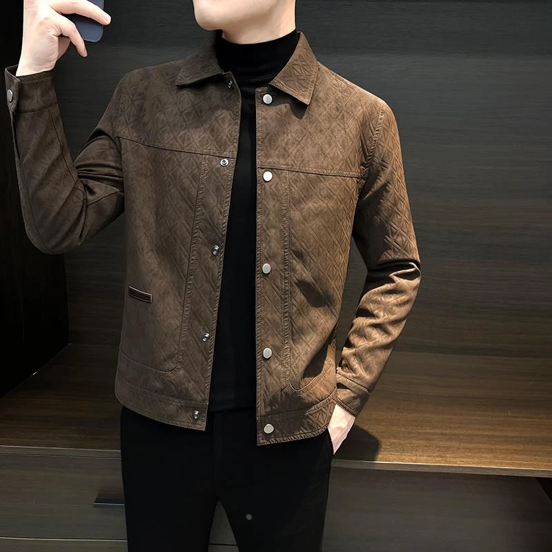 【澳门专柜正品】麂皮外套男款春2025年新款男装春装皮衣高级感痞