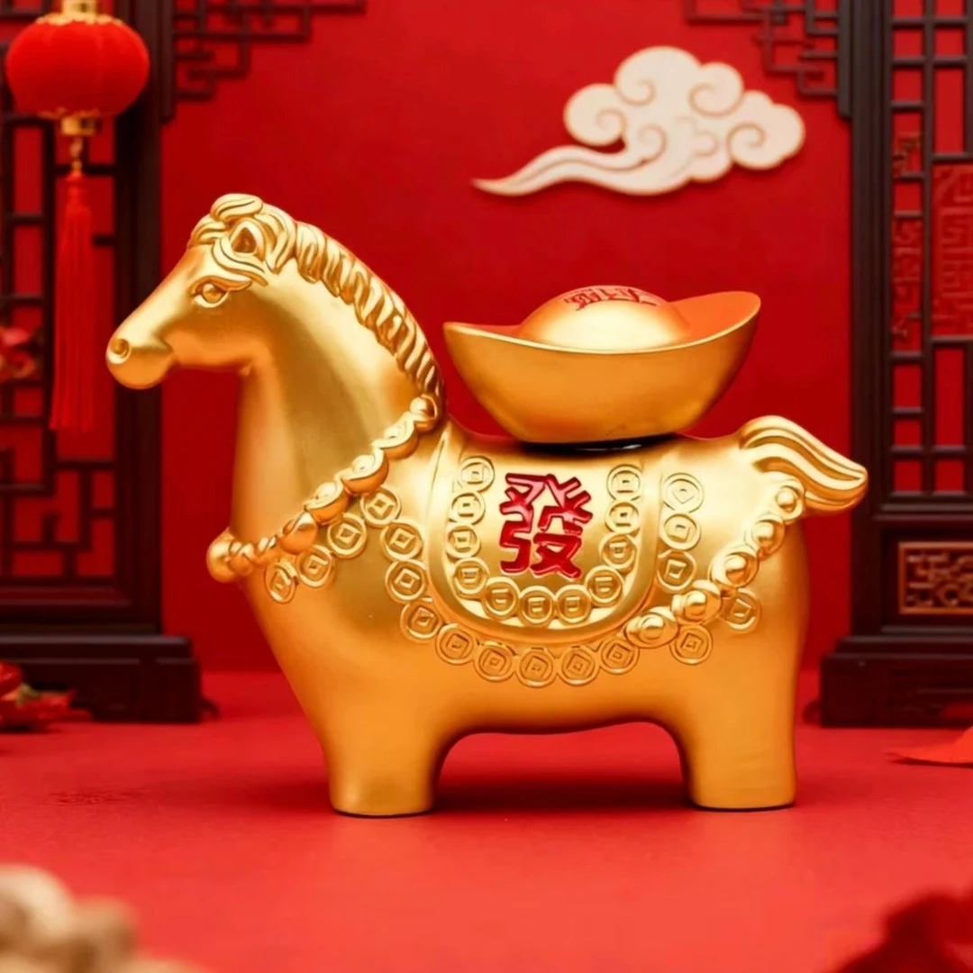 实心马上发财摆件元宝办公室家居装饰马上有财转转招财手把件礼品