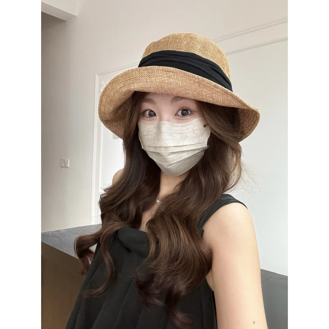 JUN/夏季防晒日常通勤简约显脸小可折叠草编百搭防晒帽