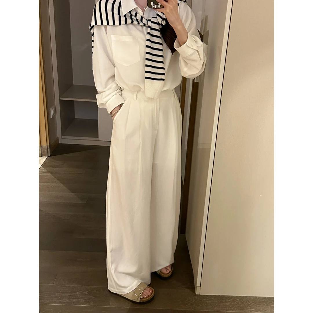 【LIUYI】小资裤~高腰天丝亚麻重工直筒休闲裤54132