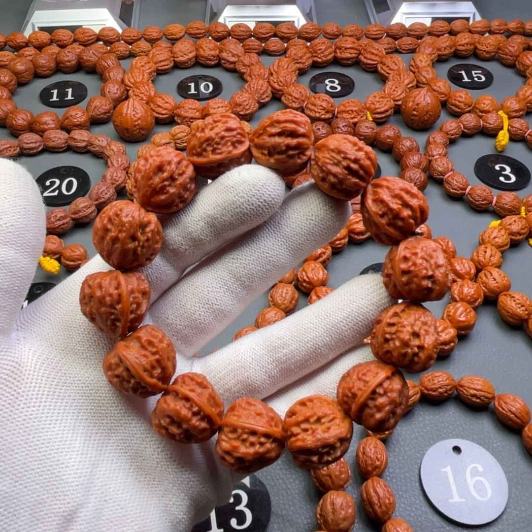 手串文玩核桃野生核桃火焰纹京八棱秋子手串