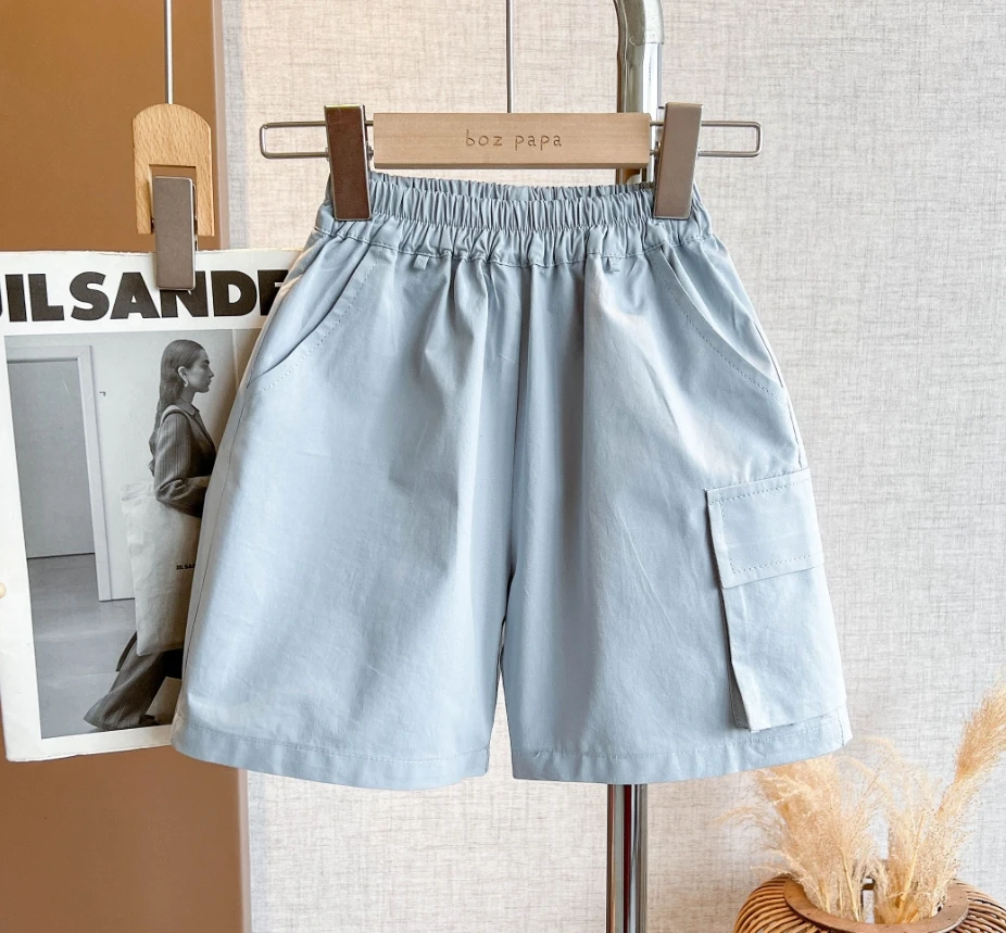 BOZPAPA现货侧边翻盖立体口袋中裤【蓝】