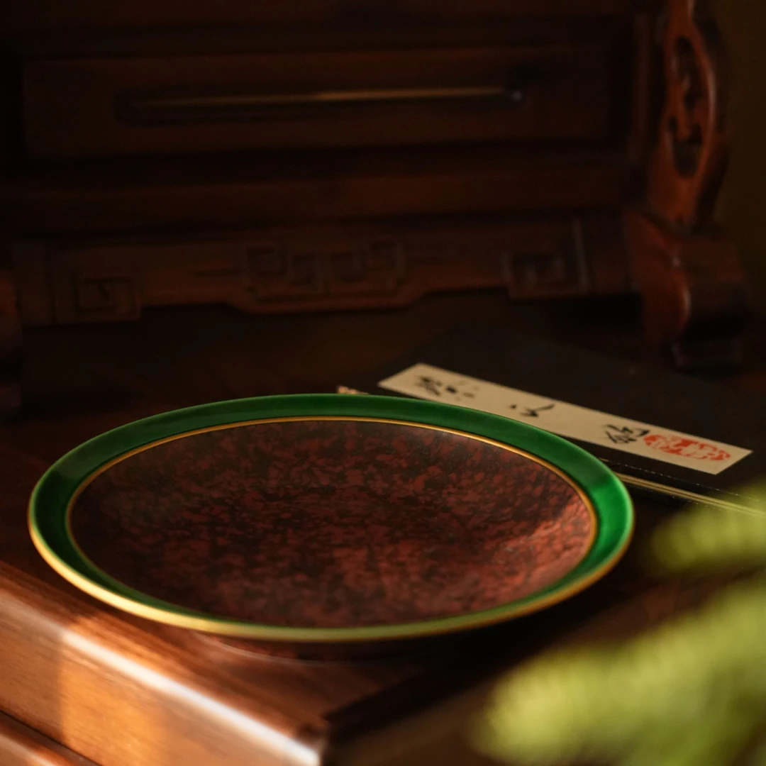 【雲梦】瓷堂里-赤灵斑描金飘口壶承