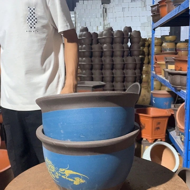 25-25蓝色花盆花盆