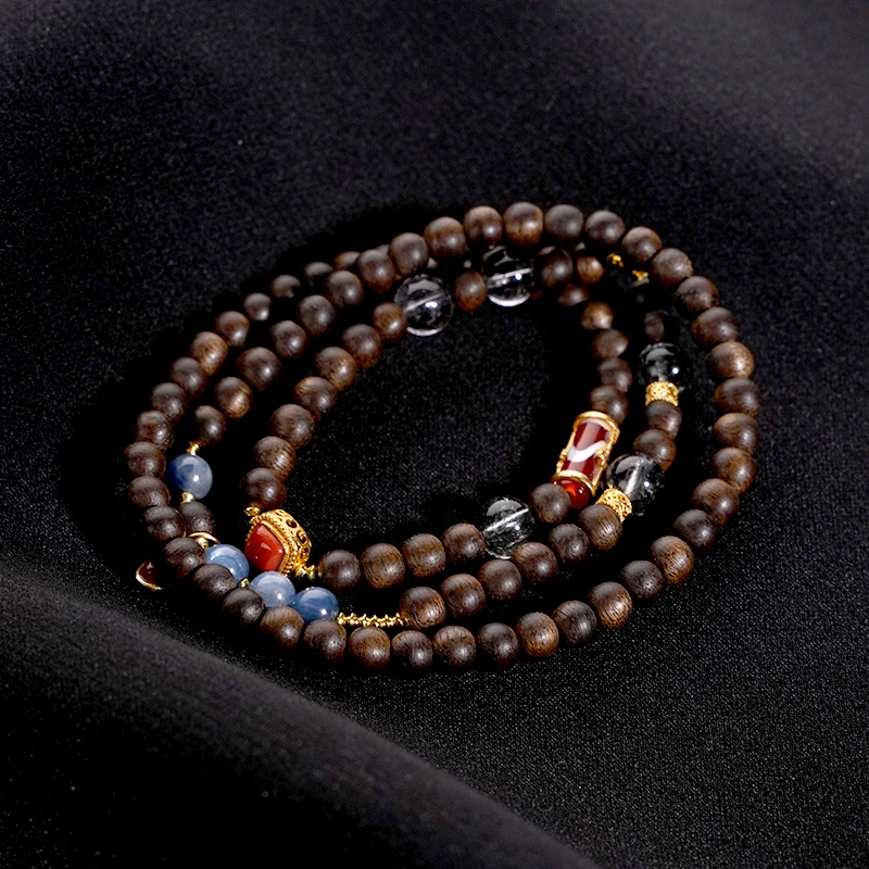 5187-5沉香复古天然水晶项链 （天然珠宝多样性发其一）