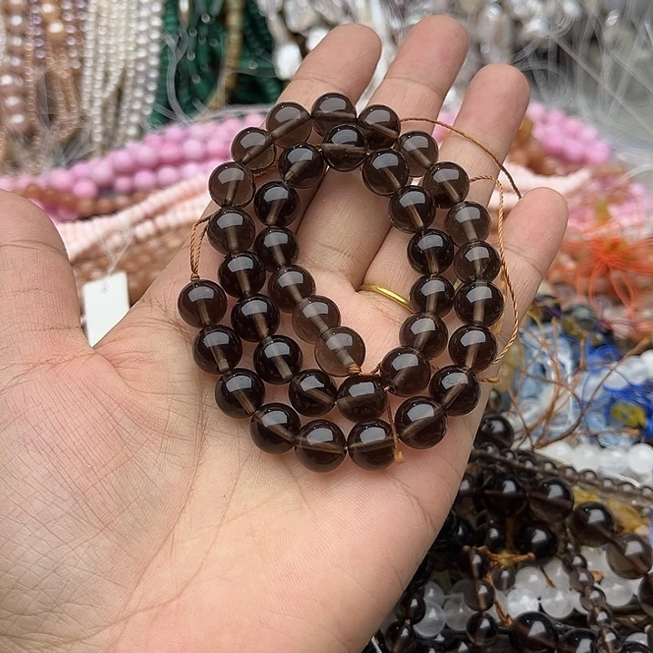 玛瑙/玉髓未镶嵌珠宝半成品一条10mm茶晶