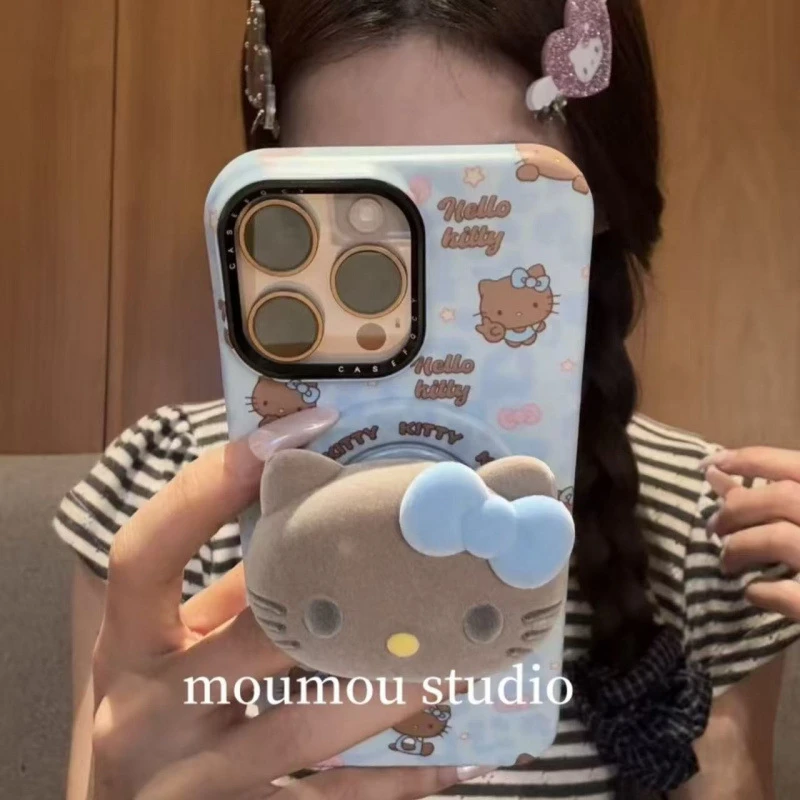 可爱卡通豹纹黑皮猫咪磁吸适用于苹果16promax手机壳15保护套1413