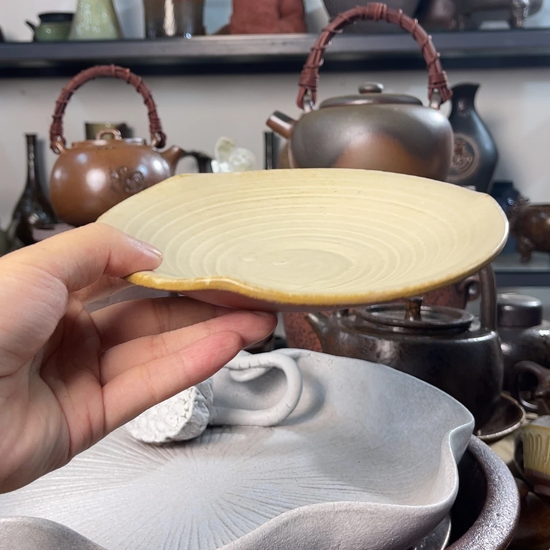 碟紫砂粗陶实用茶盘