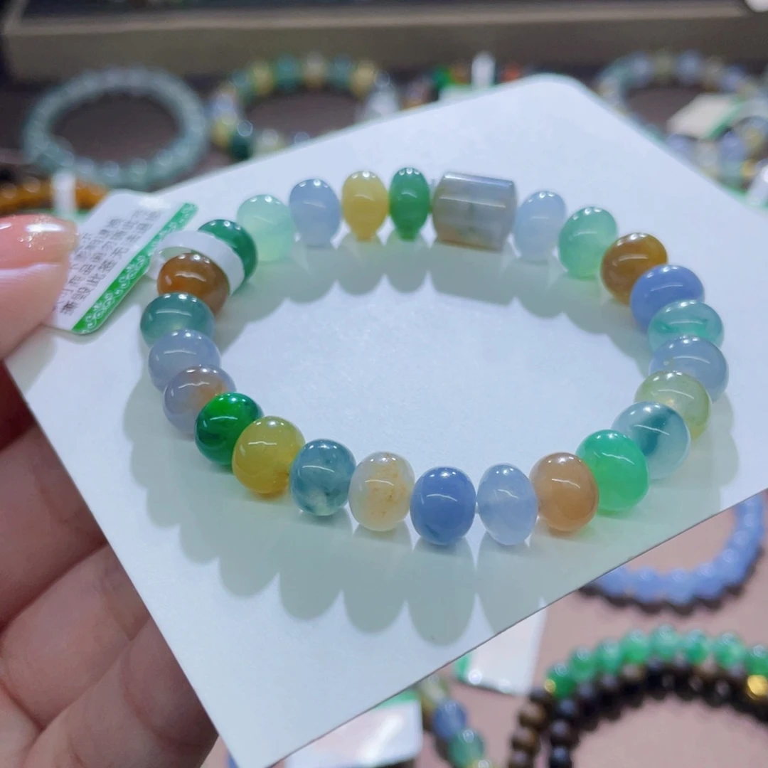 未镶嵌手链翡翠糖果鼓珠卡8+