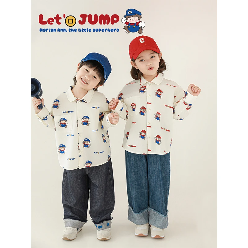 YOEHYAUL/幼悠春叁波【卡通印花玩偶玛丽安安】定制原创衬衫GN6004