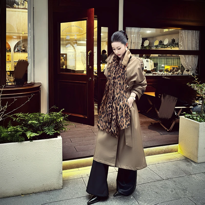 风衣外套女韩系高级感春秋季新款廓形双排扣中长款英伦风气质大衣