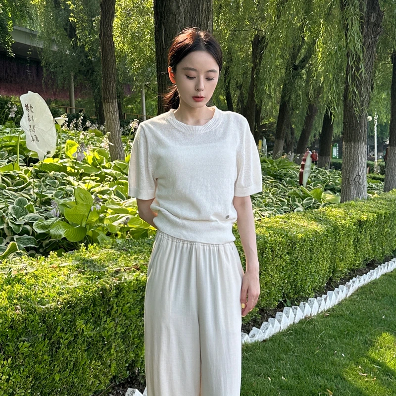 【夏季新款】AIRIQI都市气质简约宽松百搭毛织H型短款毛衫AH42MS075