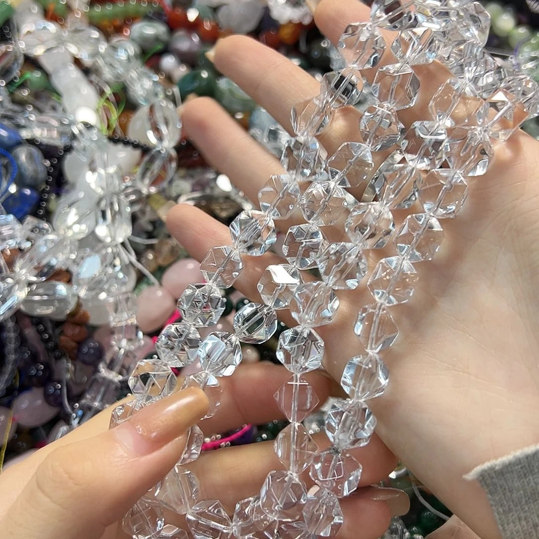 玛瑙/玉髓未镶嵌珠宝半成品压电白水八菱切大长条