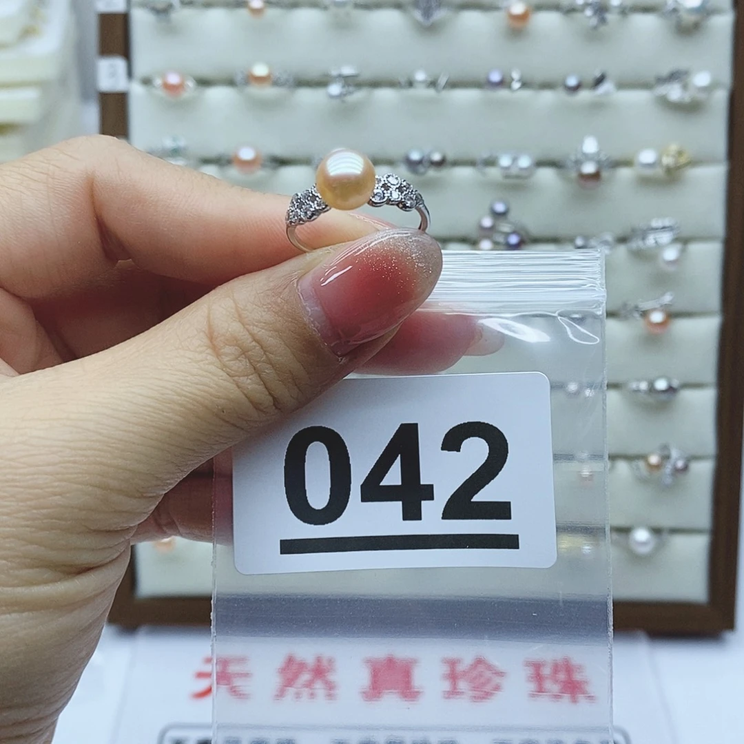 淡水珍珠戒指银S925镶嵌白*儿042