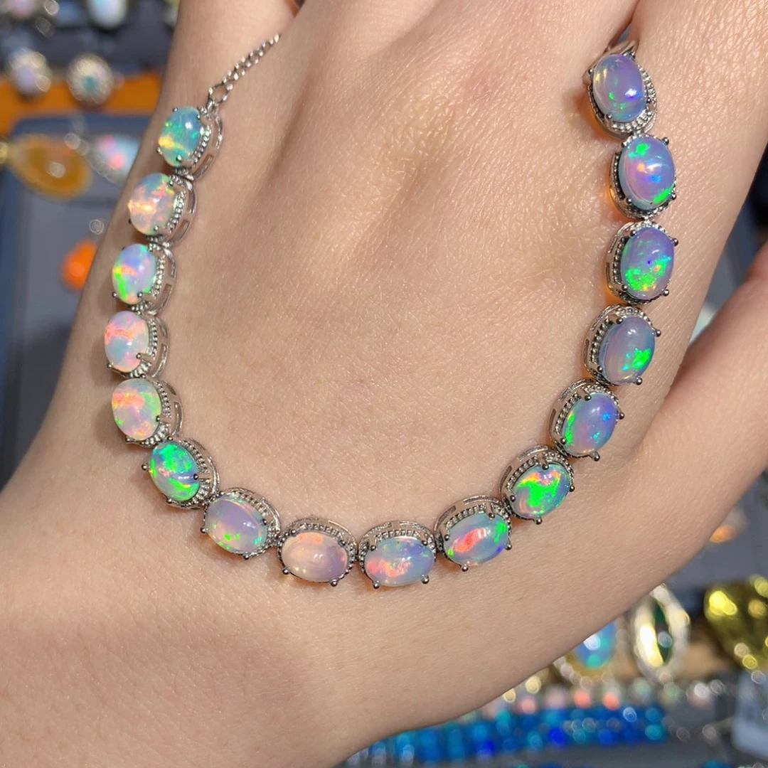 银S925镶嵌欧泊欧泊手链y