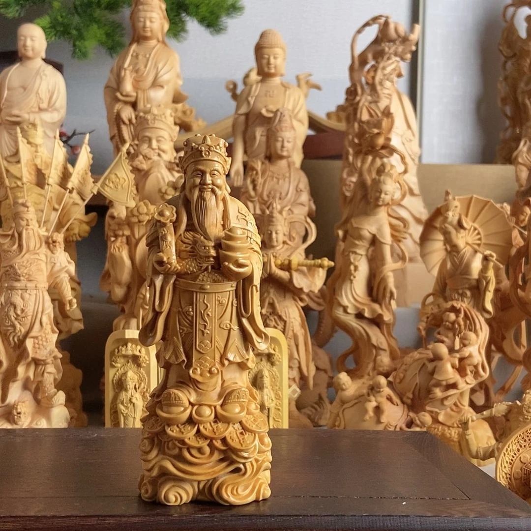 黄杨木小叶黄杨木雕财神