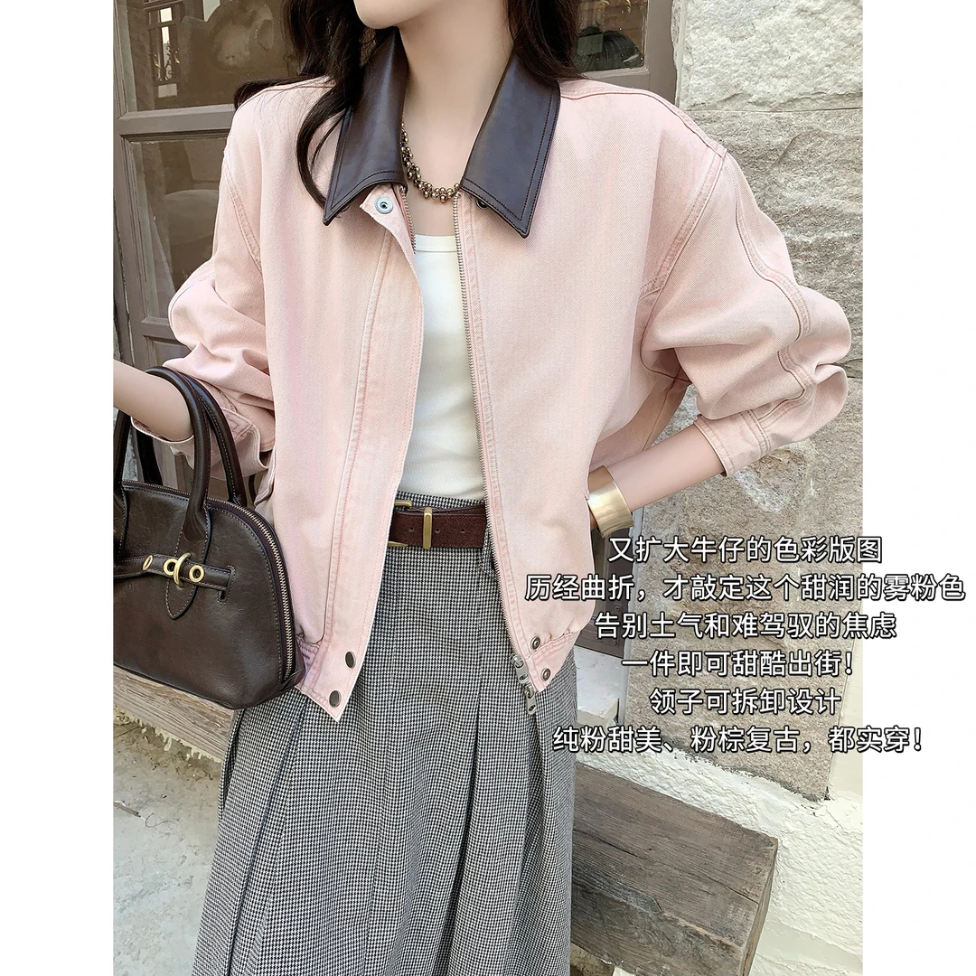 美洋MEIYANG 樱花牛仔外套 【商场同款】可拆卸翻领_复古夹克-周四