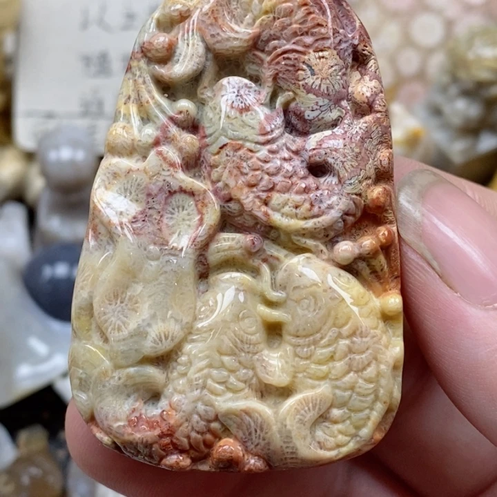 颈饰未镶嵌硅化珊瑚（珊瑚玉）