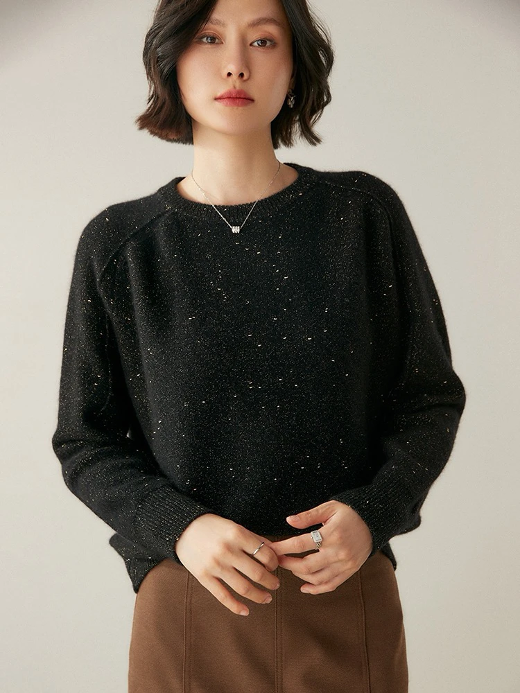 圆领加厚加金丝线打底套头羊绒衫   rc 24053 长袖针织潮牌时尚