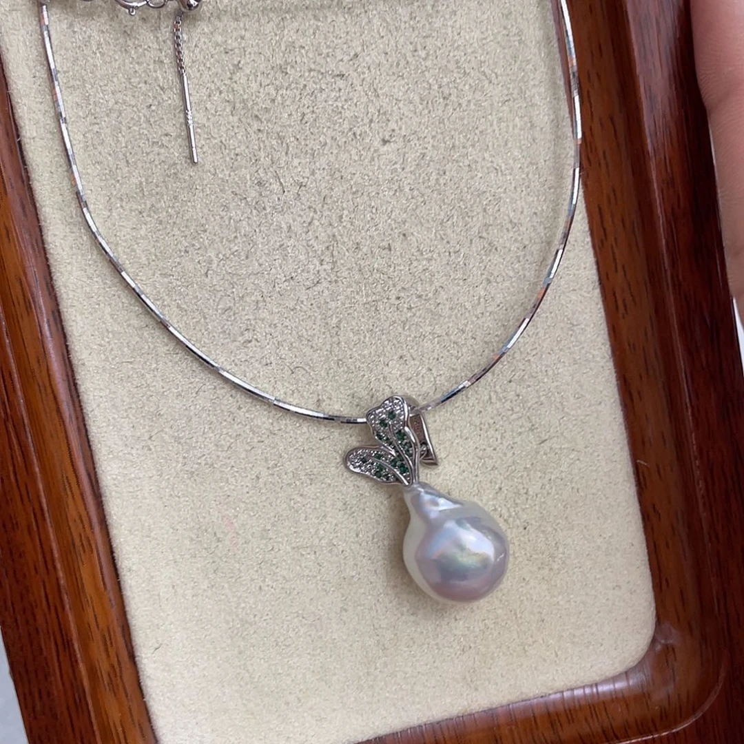 海水珍珠银S925镶嵌颈饰
