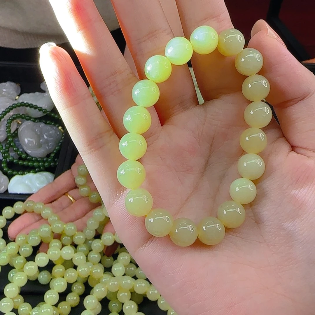 颈饰未镶嵌和田玉黄口卡10手串