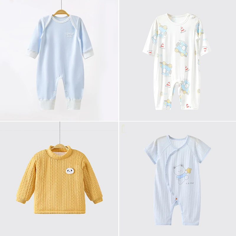 【尺码】新款宝宝夏春季连体夹棉哈衣幼儿组合外出爬爬服秋连体