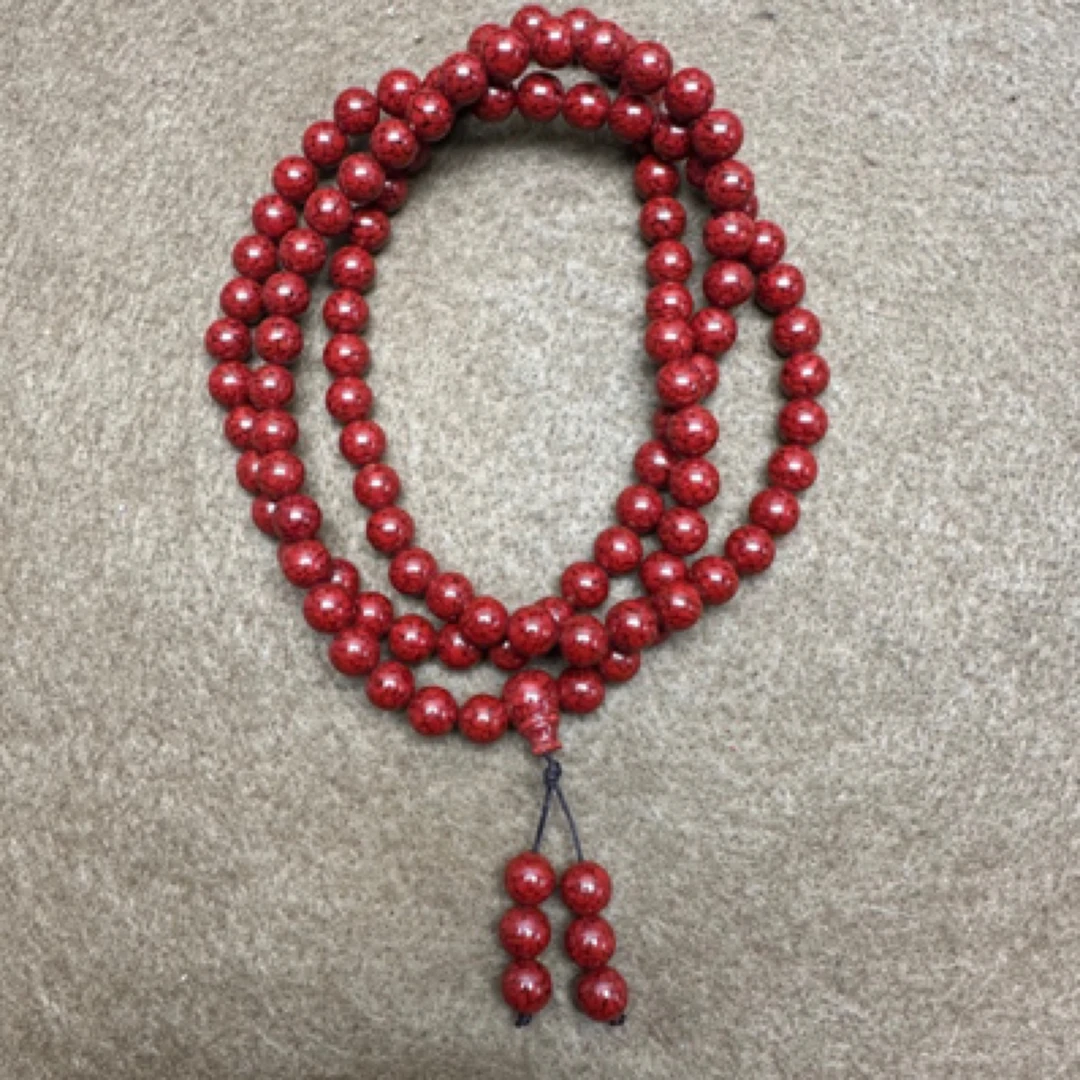 天然辰砂晶体砂 高端朱砂辰砂 高含量 108佛珠