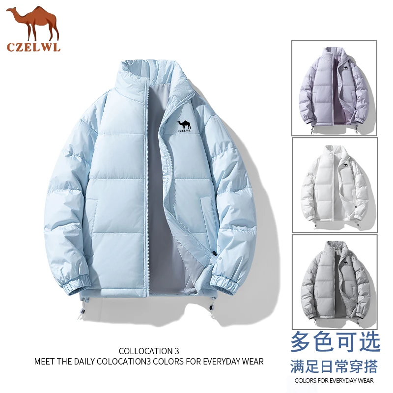 骆驼骑师羽绒服男女同款冬季加厚保暖情侣青少年学生50白鸭绒外套