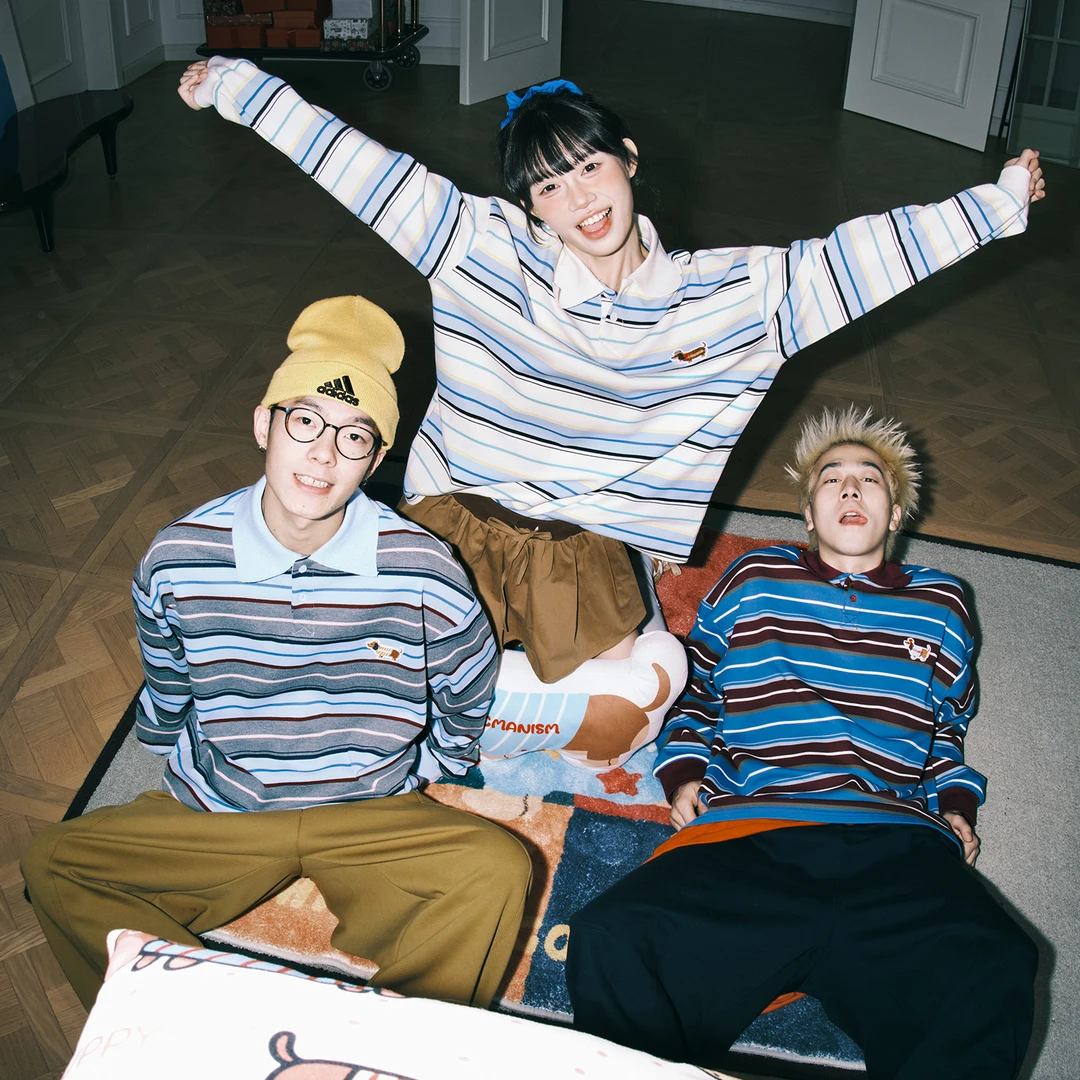 lemanism美式腊肠小狗条纹撞色翻领卫衣男款POLO衫潮牌秋季上衣女