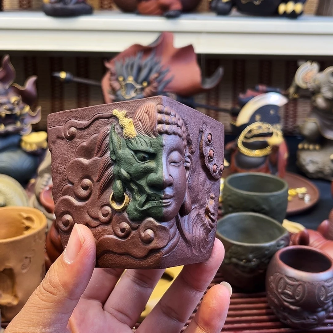 才***才紫砂茶杯高端紫砂雕塑茶宠杯