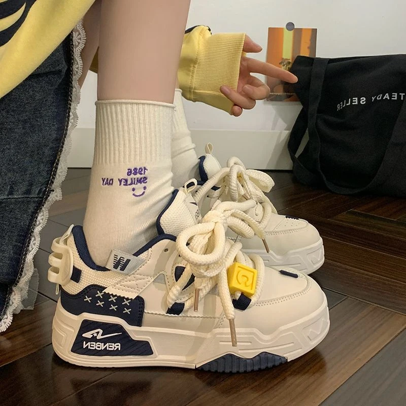 人本女鞋爆款积木校园原创情侣款ins风新款颜值百搭休闲面包鞋子