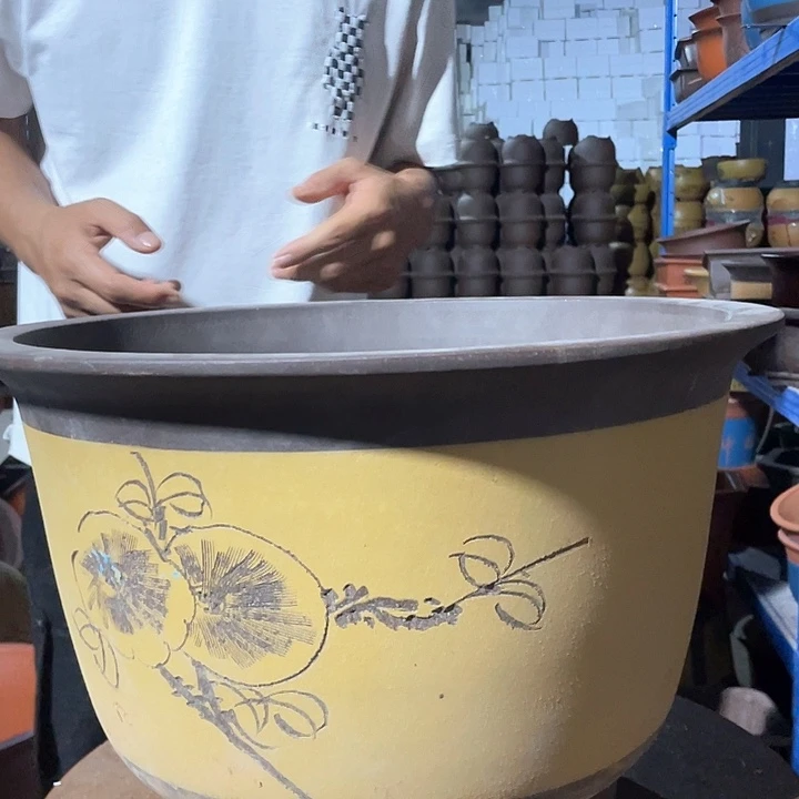 45黄色种树花盆花盆