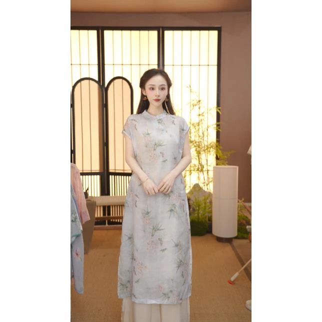 （彩蝶竹梦）2025新中式改良中式斜襟夏季女装宽松连衣裙FB2504231