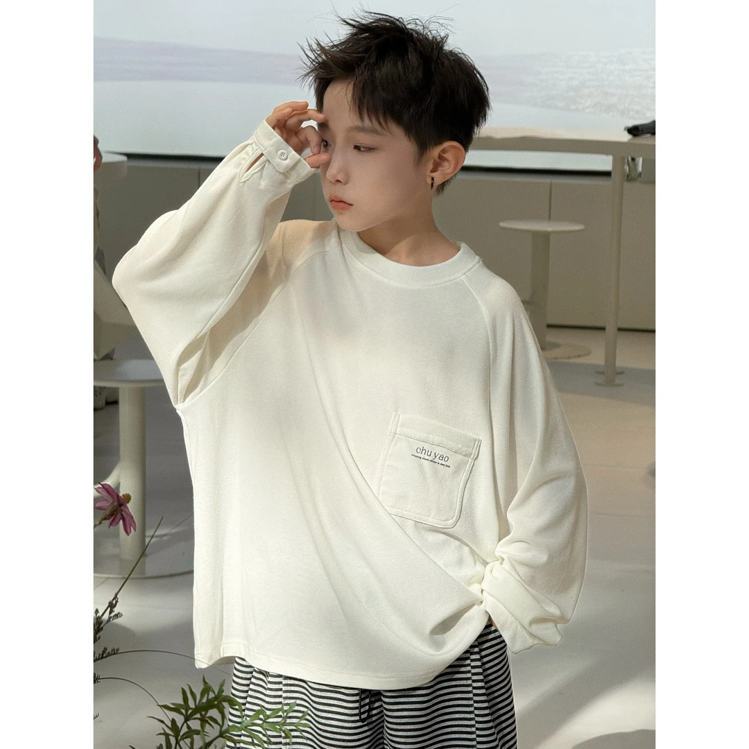 现货 CHU YAO 【糯叽叽】秋款百搭打底纯色口袋长袖圆领打底25008