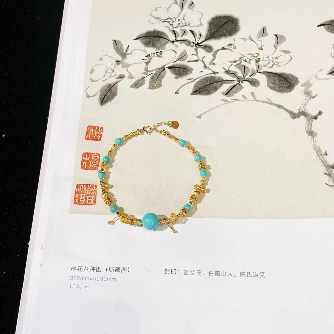 【云上雅岚】等风来丨18K金绿松手链-多样性发一件-XYGD308520-C