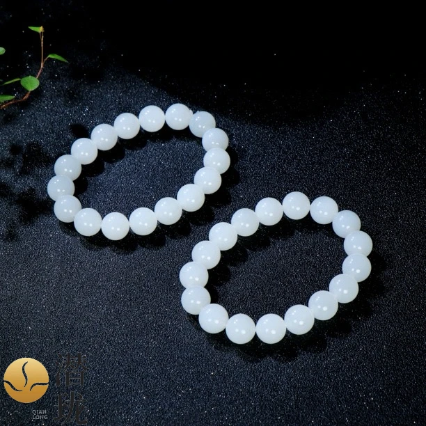 【潜珑珺】SX-0699天然和田玉羊脂白玉手串卡12mm多样性拍一发一