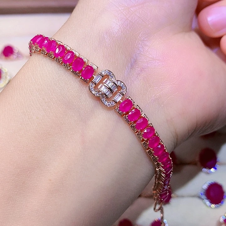 红宝石手链银S925镶嵌