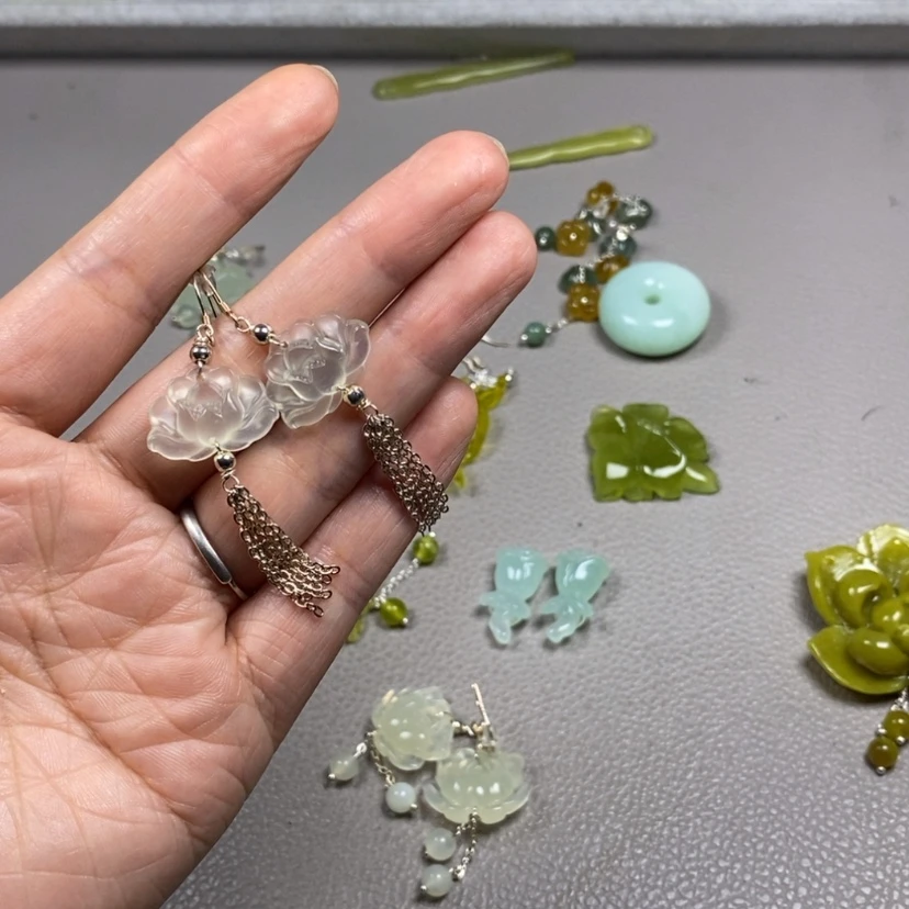 【闪购商品】未镶嵌蛇纹石玉挂件耳饰耳环项链