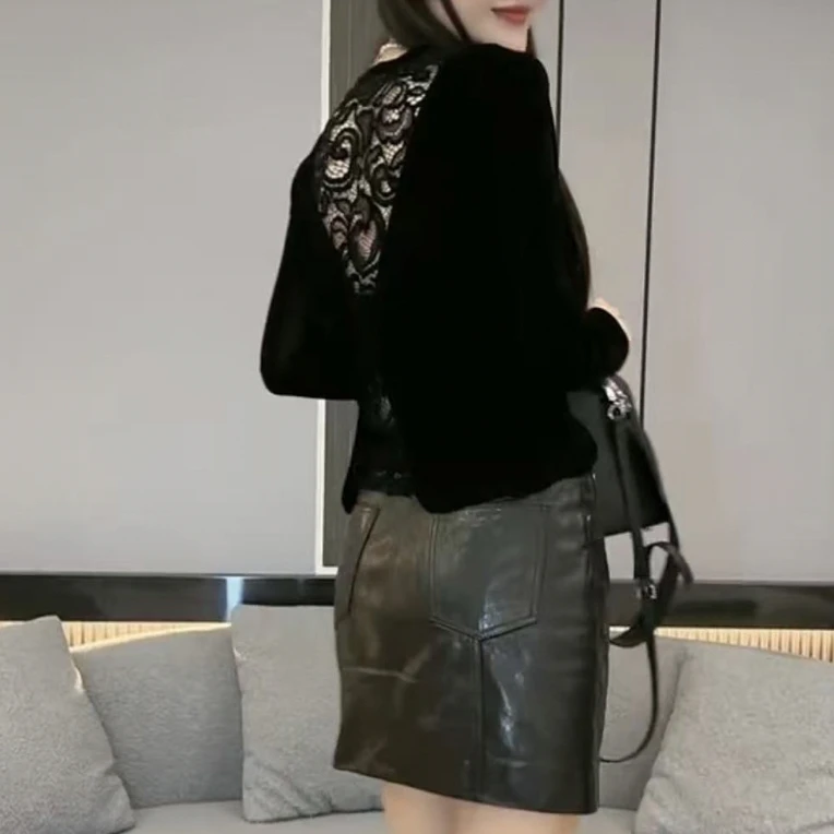 薄款常规款秋季圆领气质时尚休闲设计师丝绒打底衫美背蕾丝款