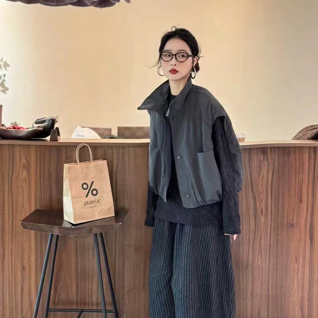 冬季马夹透气纯色宽松型工字型款立领韩版薄款百搭