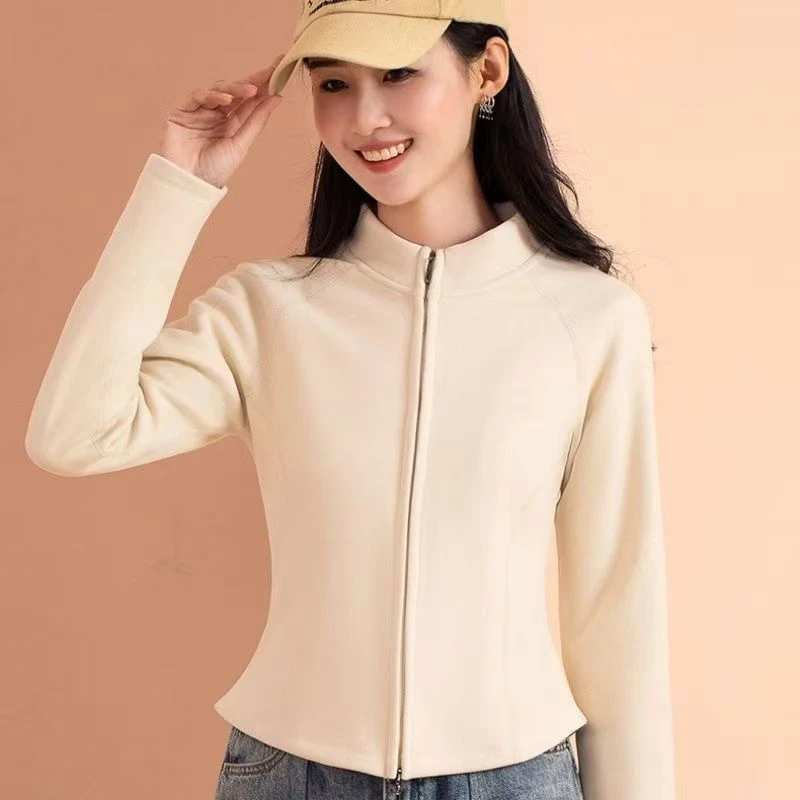 小蛮腰短外套女户外运动防风开衫女士抗静电紧身夹克保暖