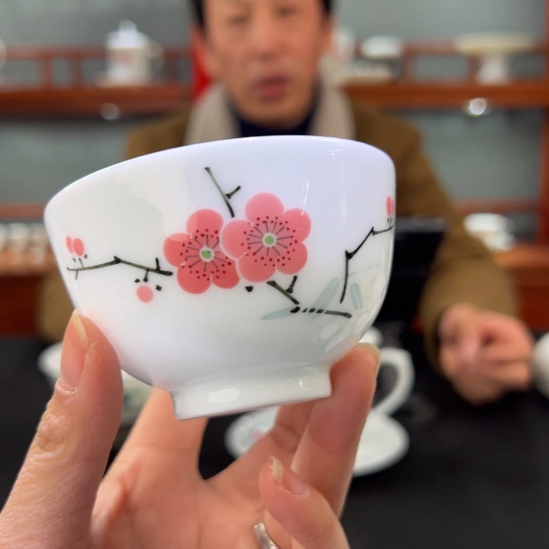 翠竹红梅直口杯杯