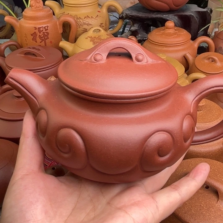 茶壶紫砂原降红皮龙仿古如意精工半手350c