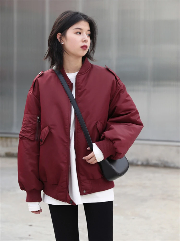 韩版宽松休闲BF风棉服外套2025秋冬新款加厚保暖棉衣棒球服夹克女