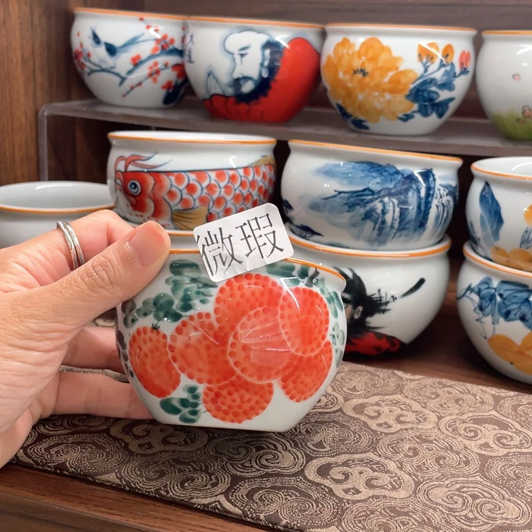 釉下手绘茶具微瑕