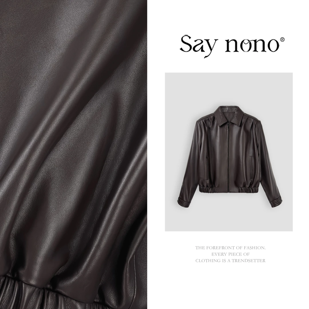 懒猫nono│Saynono 美式复古翻领百搭拉链设计绵羊皮朋友GB54291YY